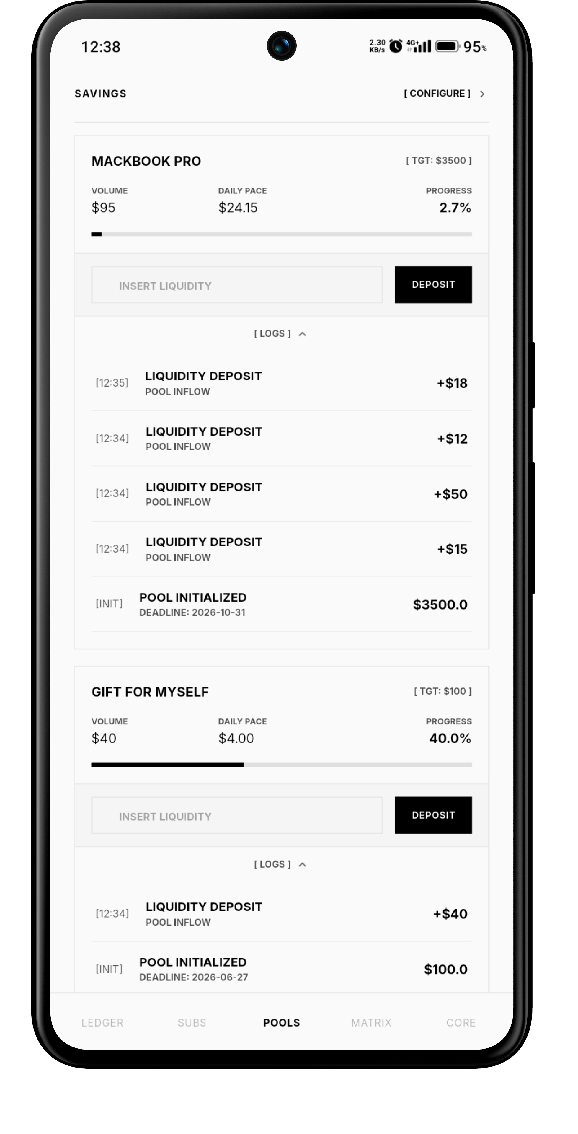 Exomic Saving tab