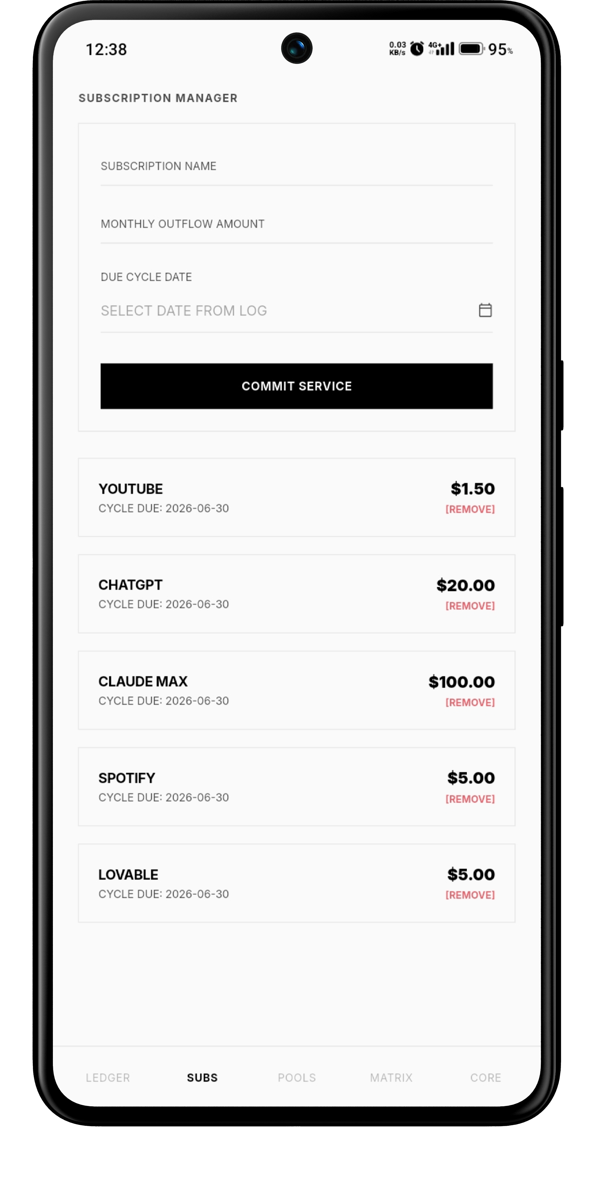 Exomic Subscription tab